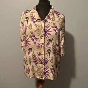 Kathie Lee Collection Women's Floral Button Front Blouse